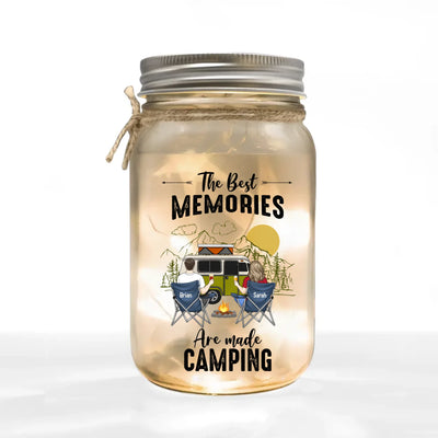 The Best Memories Are Made Camping - Personalized Mason Jar Light, Camping Gift For Camping Lovers