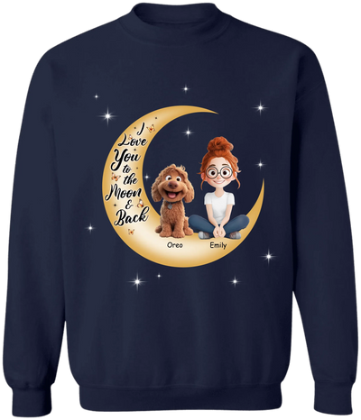 I Love You To The Moon & Back - Personalized T-Shirt, Dog Mom Gift, Gift for Fur Mama
