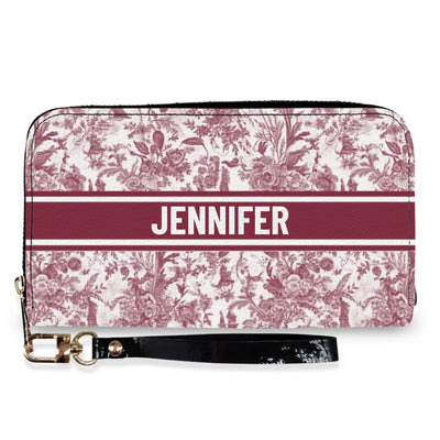 Vintage Floral Custom Your Name - Personalized Long Leather Wallet, Unique Gift For Women