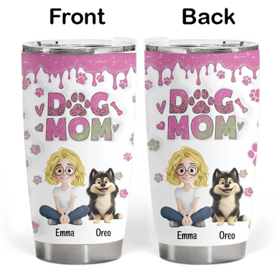 Dog Mom Lovely Chibi - Personalized Tumbler, Gift For Dog Lover, Gift For Dog Mom