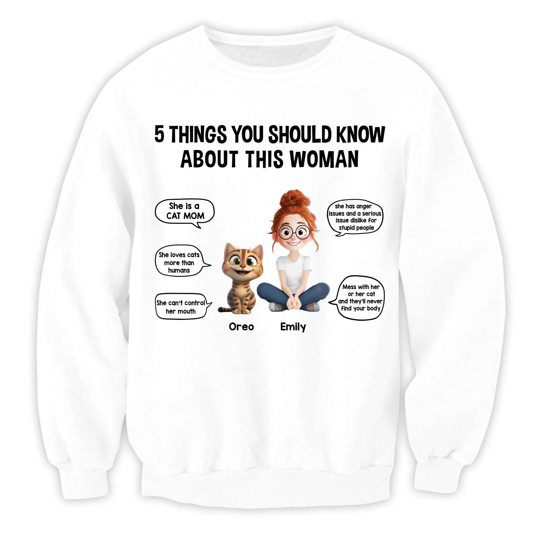 Custom Cat, 5 Things You Should Know About This Woman - Personalized T-Shirt, Gift For Cat Lovers