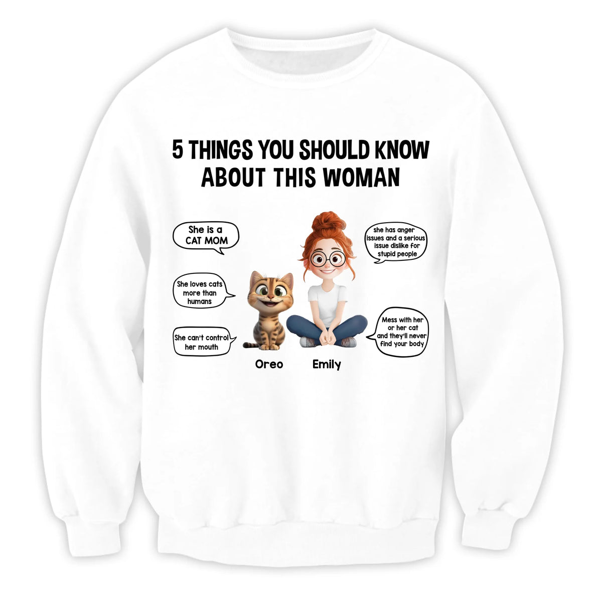 Custom Cat, 5 Things You Should Know About This Woman - Personalized T-Shirt, Gift For Cat Lovers