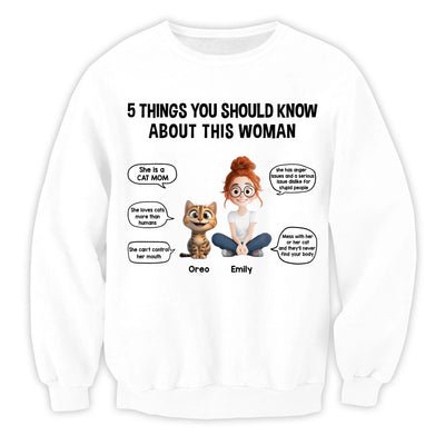 Custom Cat, 5 Things You Should Know About This Woman - Personalized T-Shirt, Gift For Cat Lovers
