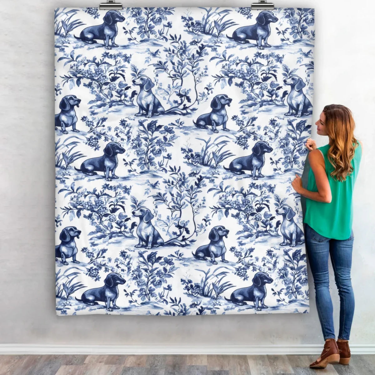 Dog Breed Blue Toile de Jouy Style mk1