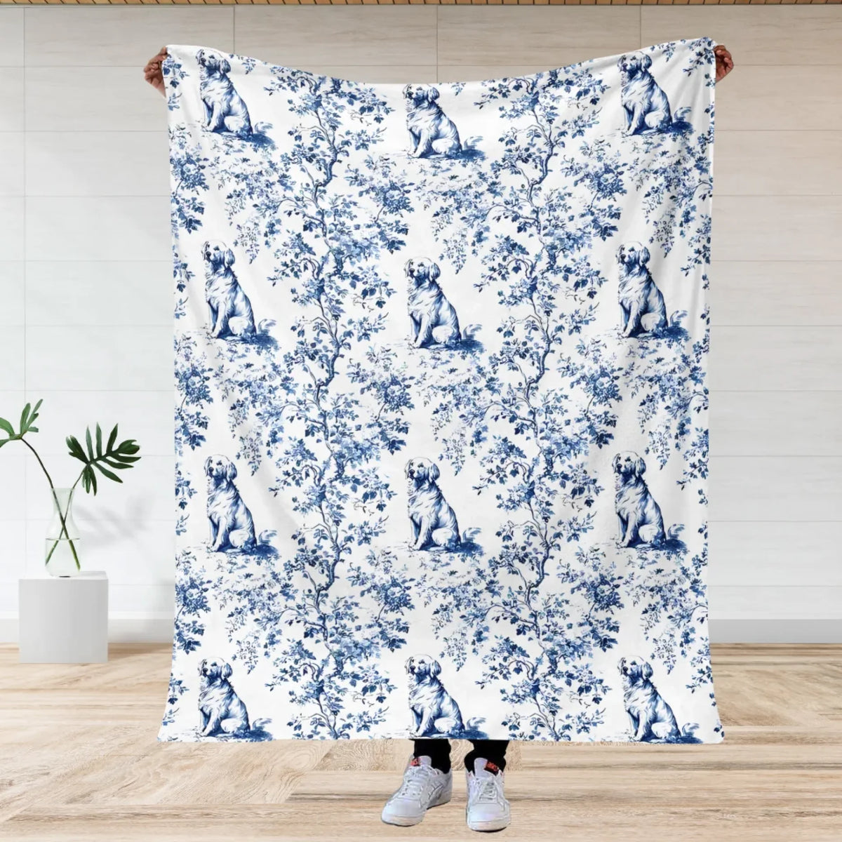Dog Breed Blue Toile de Jouy Style mk3