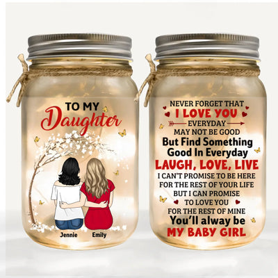 Never Forget That I Love You - Personalized Mason Jar Light, Gift For Family