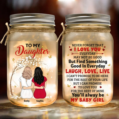 Never Forget That I Love You - Personalized Mason Jar Light, Gift For Family