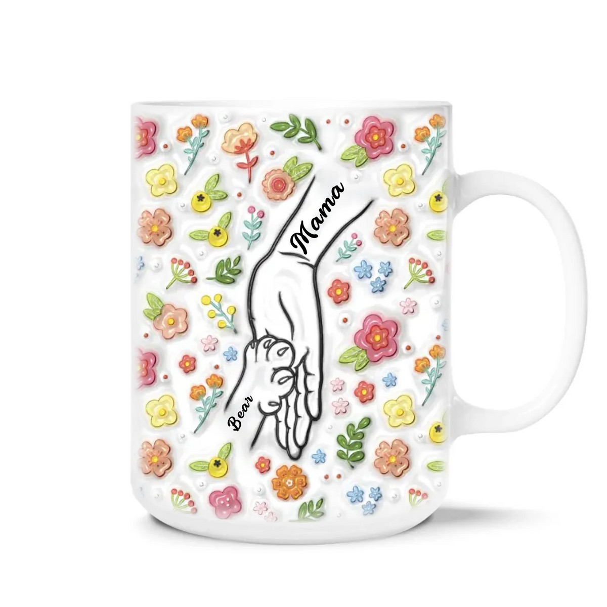 Cat Mom and Her Babies - Personalized Mug, Gift for Cat Mom, Cat Mom Hand and Paws Coffee Cup