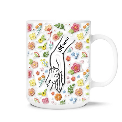 Cat Mom and Her Babies - Personalized Mug, Gift for Cat Mom, Cat Mom Hand and Paws Coffee Cup
