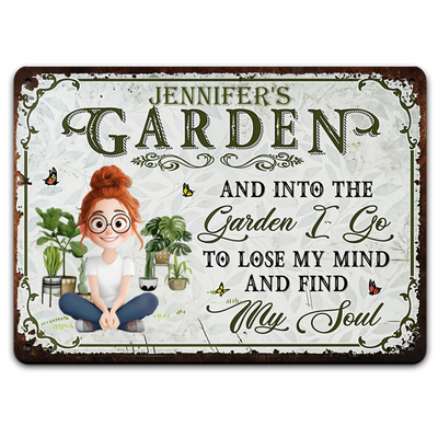 And Into The Garden I Go Gardening Girl - Personalized Metal Sign, Gift For Garden Lovers, Garden Metal Sign