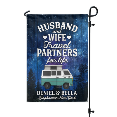 Husband & Wife Travel Partners For Life - Personalized Garden Flag, Gift For Campers