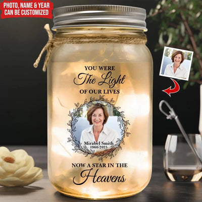 A Star In The Heavens - Personalized Mason Jar Light, Memorial Light, Loss Of Loved One Gift