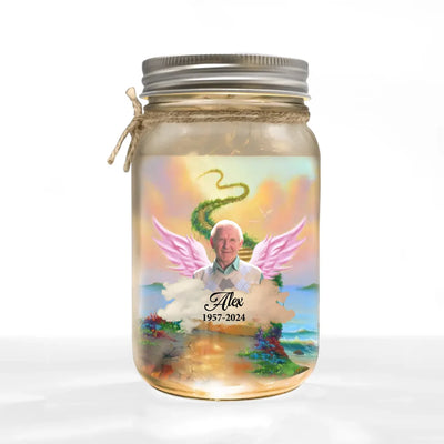 If Tears Could Build A Stairway & Memories Were A Lane - Personalized Mason Jar Light, Memorial Gift