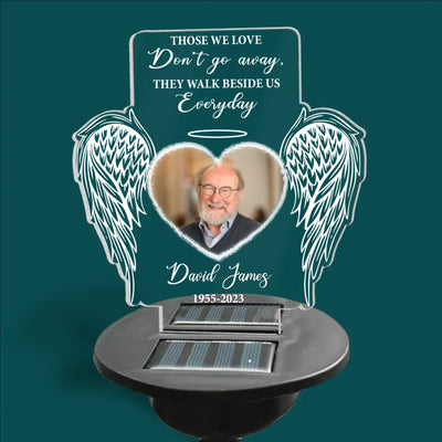 Angel Wings Those We Love Don't Go Away - Personalized Solar Light, Memorial Remembrance Gifts For Loss of Loved One