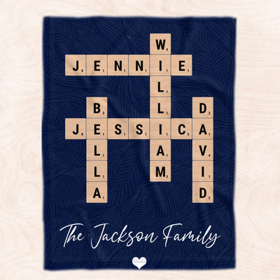 Custom Family Name Crossword Puzzle Art - Personalized Blanket, Gift For Family - BL142UP