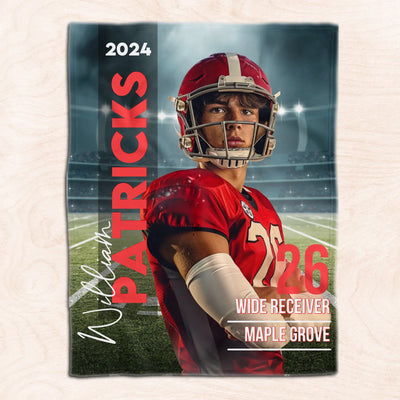 Football Player Custom Photo - Personalized Blanket, Gift For Football Fan, Football Family - BL541AN