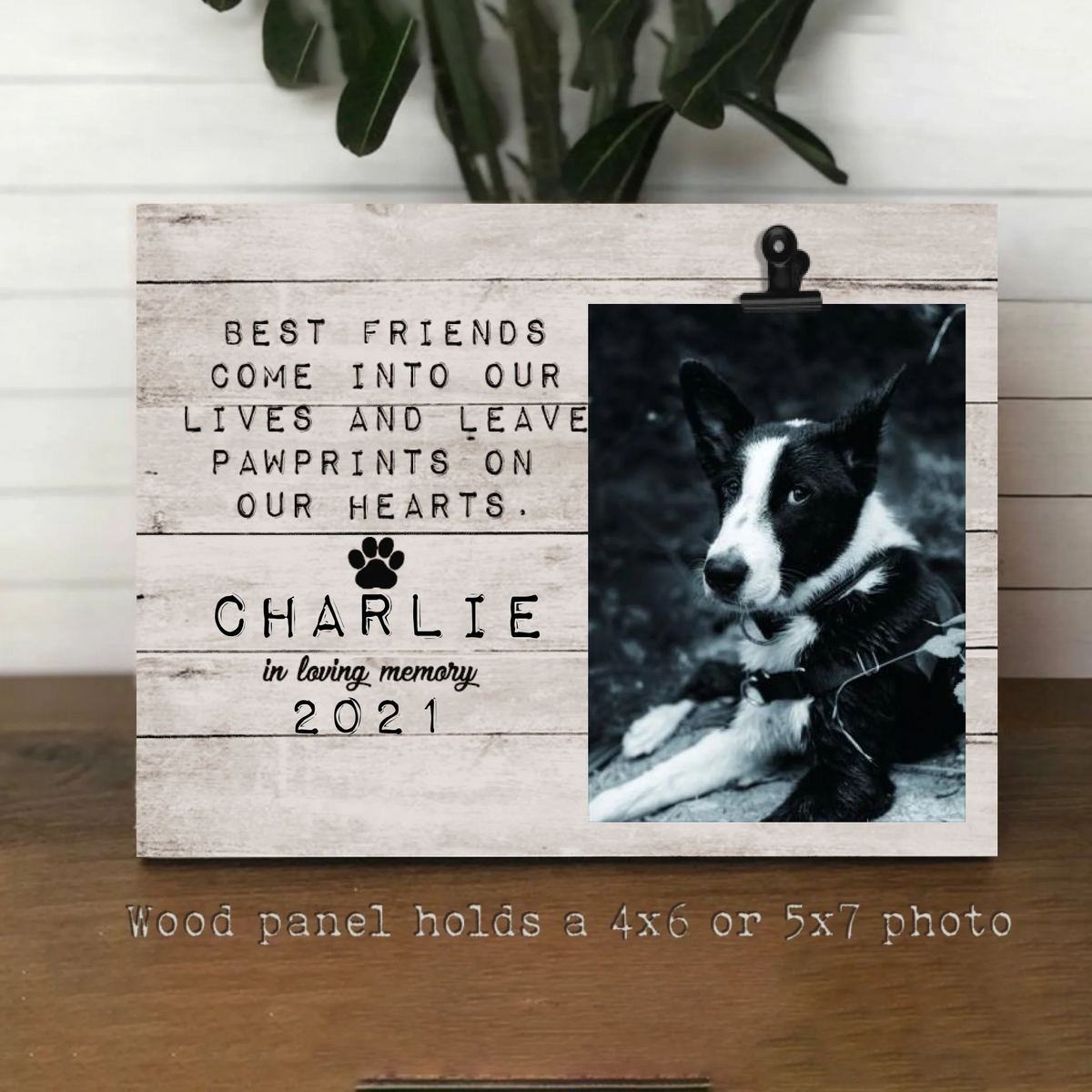 Best Friends Leave Pawprints On Our Heart - Personalized Pet Memorial Wood Frame