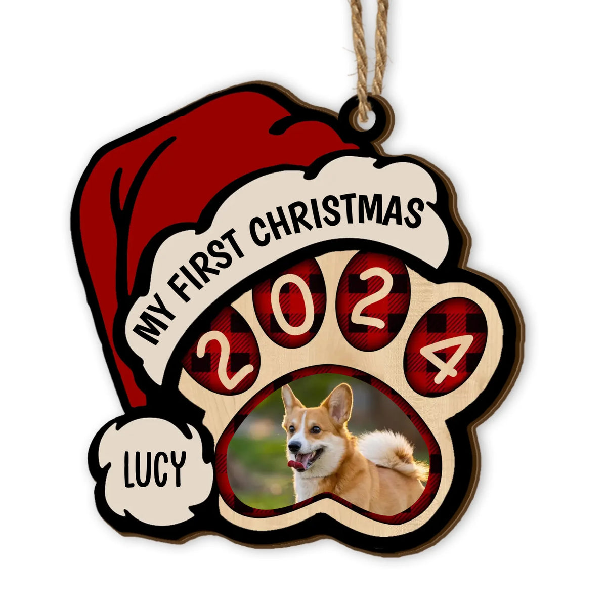 My First Christmas - Personalized Wooden Ornament, Christmas Gift For Dog Lovers - ORN132