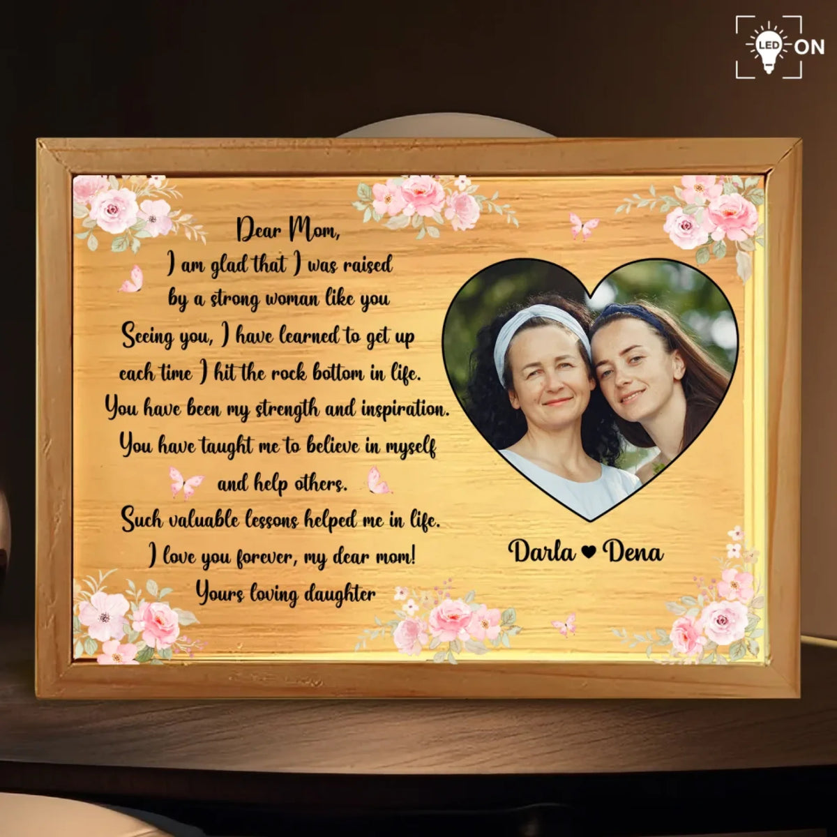 I Am Glad That I Was Raised By A Strong Woman Like You - Personalized Frame Light Box, Mother's Day Gift
