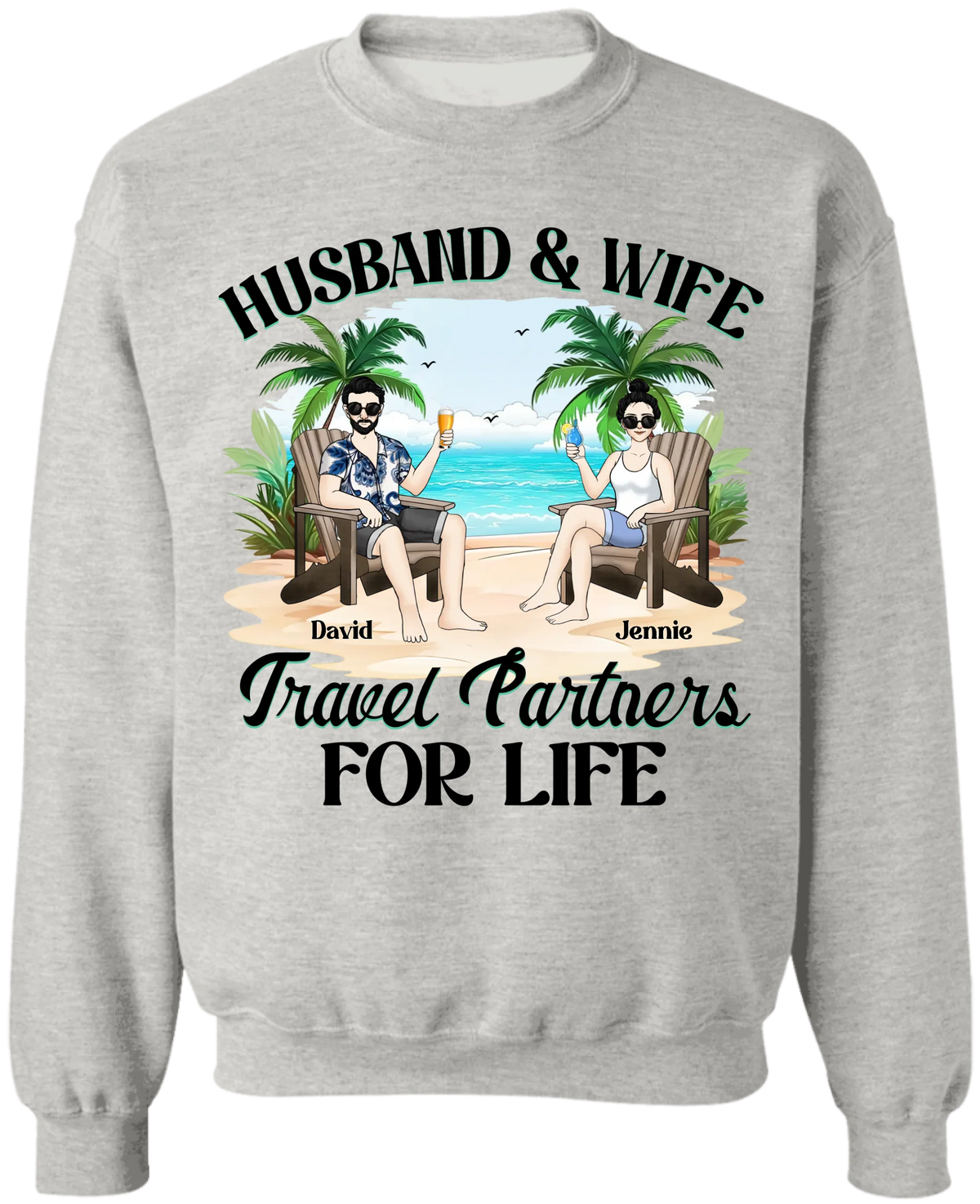 Husband and Wife Travel Partners For Life - Personalized T-Shirt, Travel Shirt for Couples