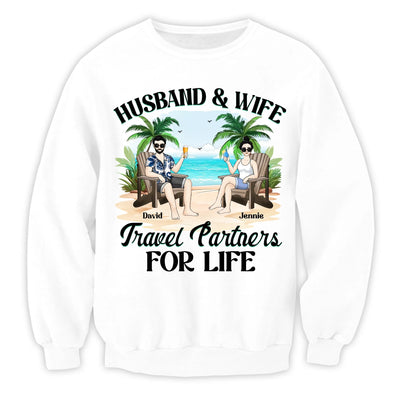 Husband and Wife Travel Partners For Life - Personalized T-Shirt, Travel Shirt for Couples