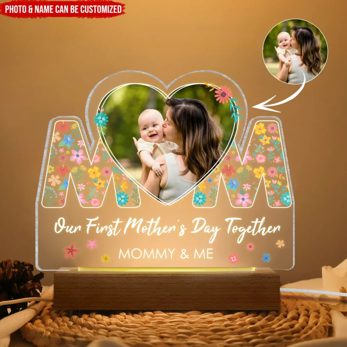 Our First Mother's Day Together - Personalized Acrylic Night Light, First Mother's Day Gift, Gift For Mom