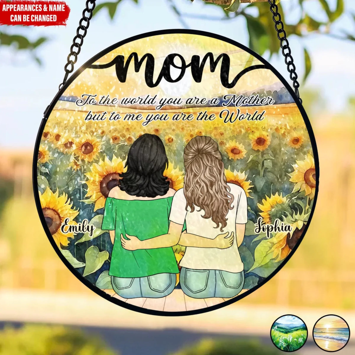 Mom To Us You Are The World - Personalized Window Stained Glass, Suncatcher Hangings, Gift For Mom