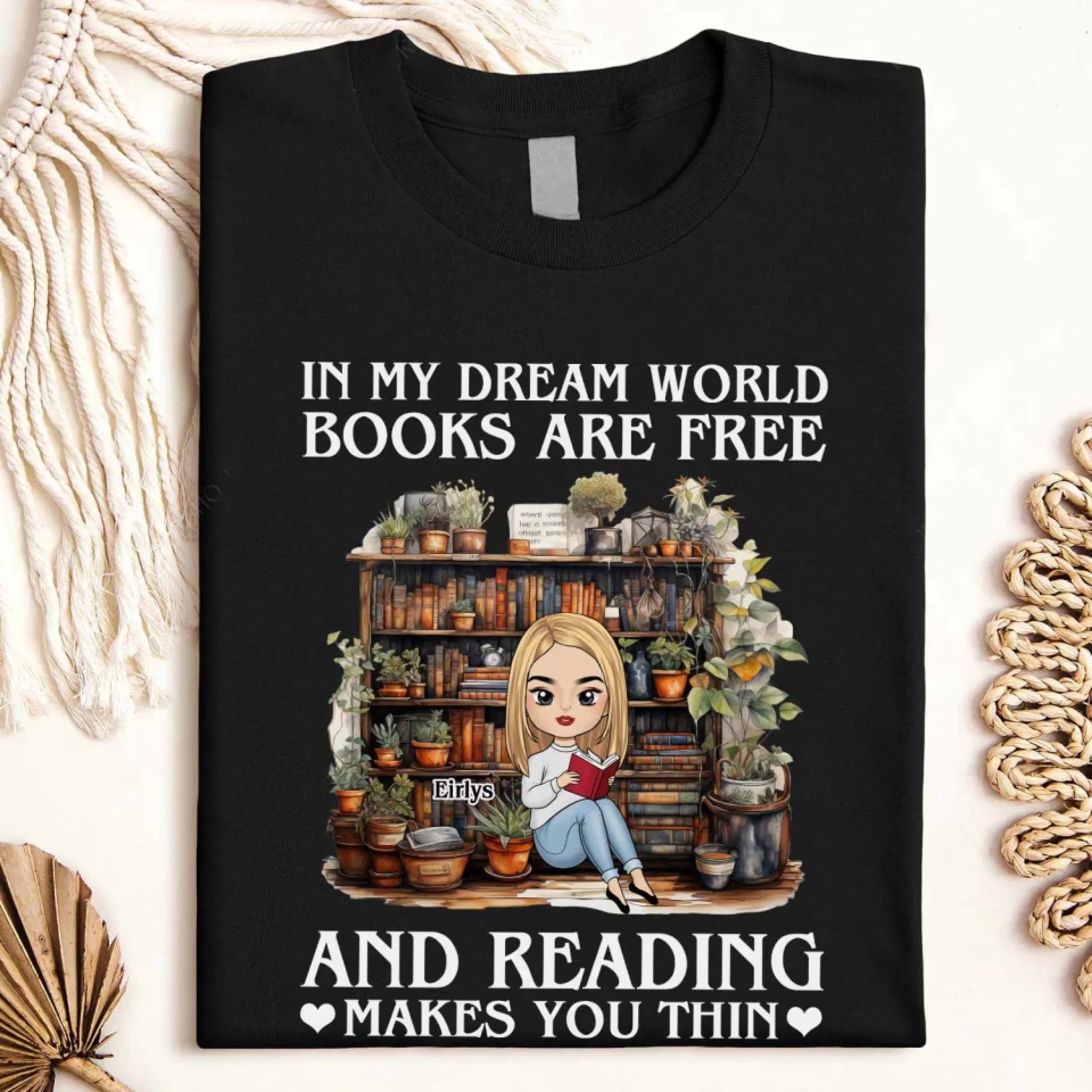 In My Dream World Books Are Free - Personalized T-Shirt, Book Lover Gift, Reading Gift