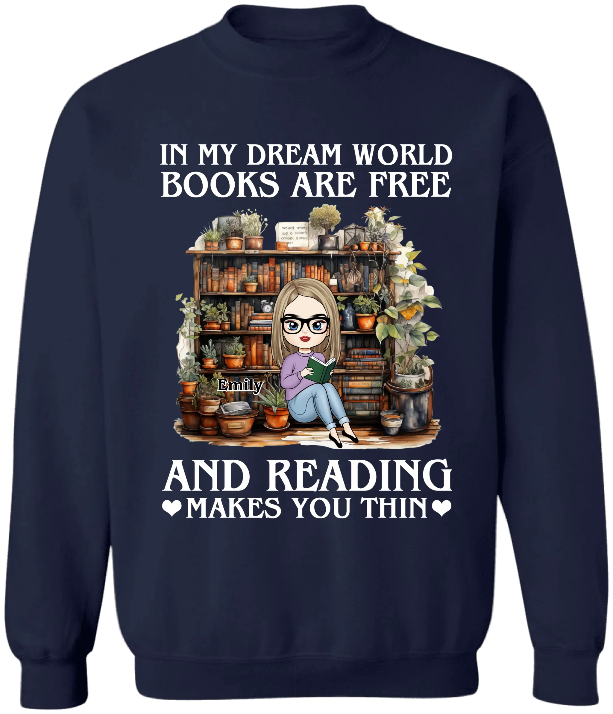 In My Dream World Books Are Free - Personalized T-Shirt, Book Lover Gift, Reading Gift