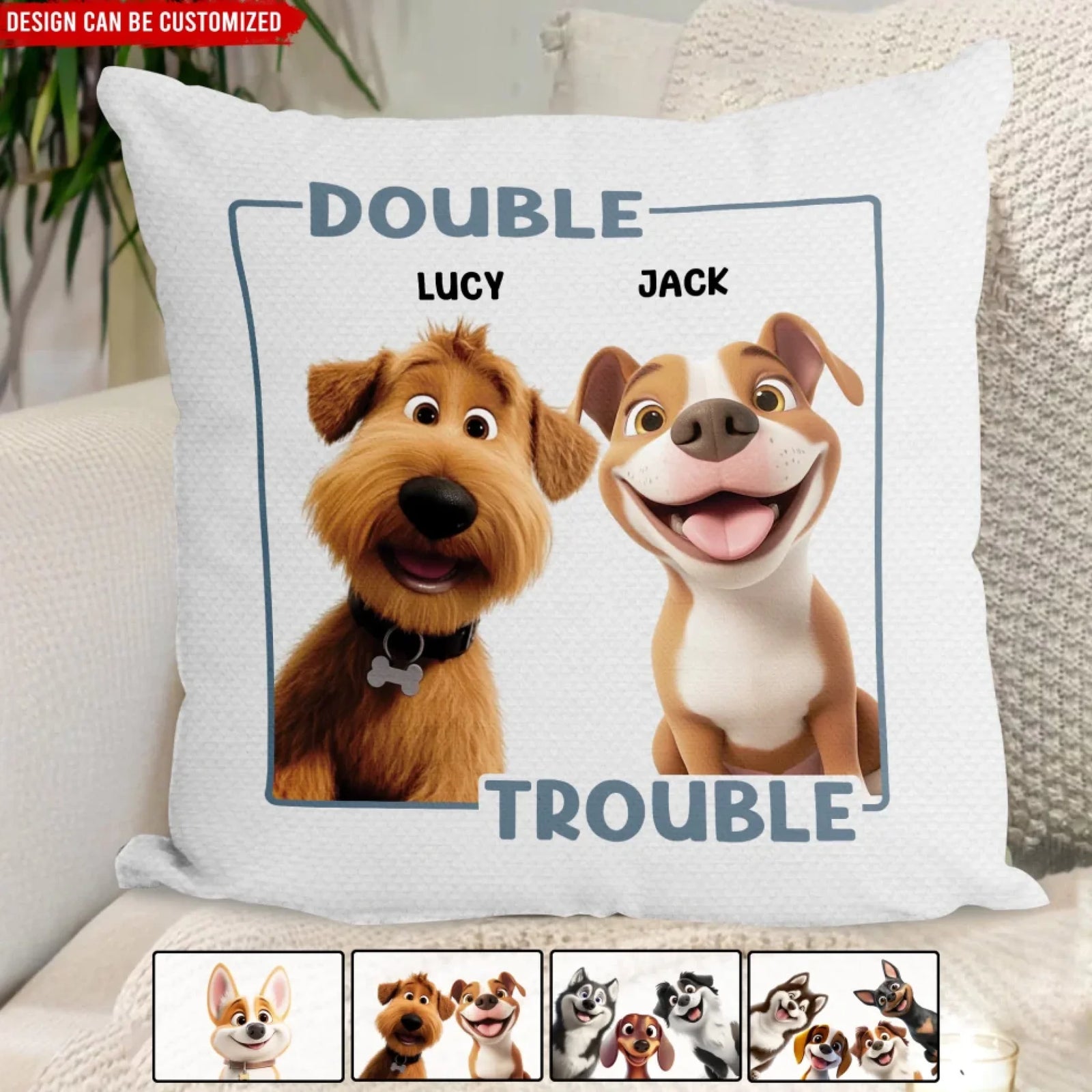 Double Trouble - Personalized Pillow, Funny Gift For Pet Lovers, Pet Gift