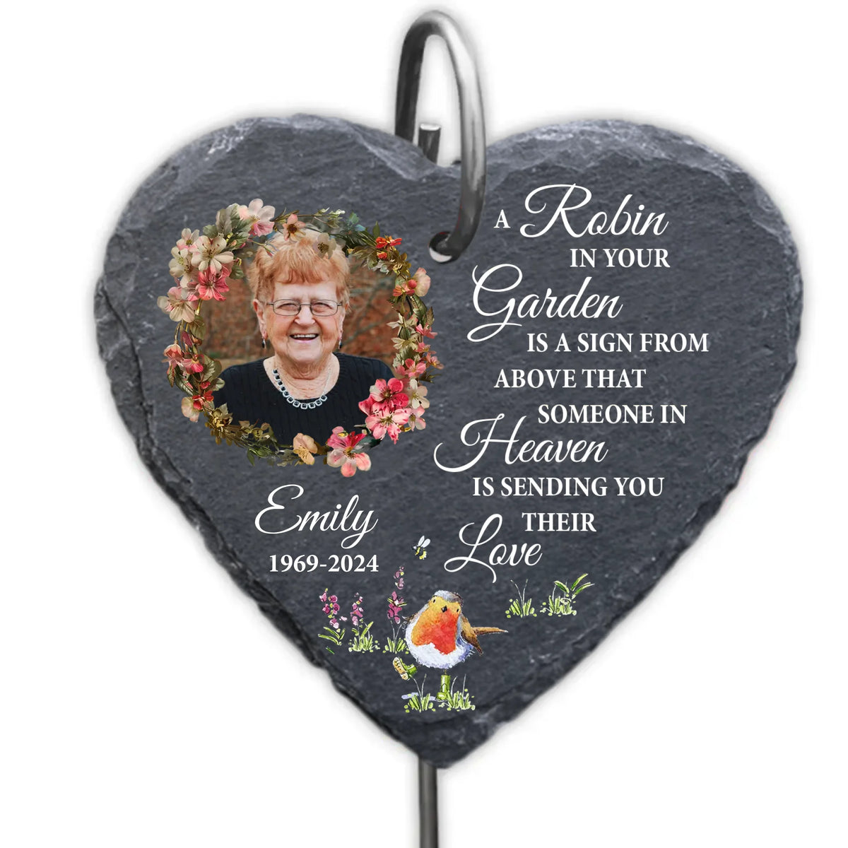Robin Memorial Gift, A Robin In Your Garden - Personalized Garden Slate, Gift For Memorial