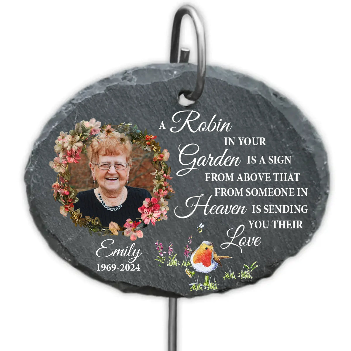 Robin Memorial Gift, A Robin In Your Garden - Personalized Garden Slate, Gift For Memorial
