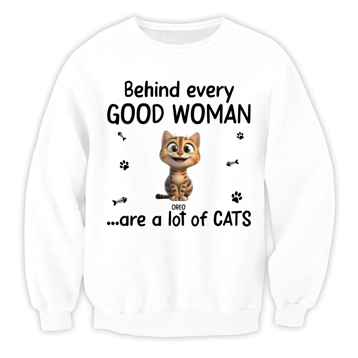Behind Every Good Woman Are A Lot Of Cats - Personalized T-Shirt, Gift For Cat Lovers, Cat's Gift