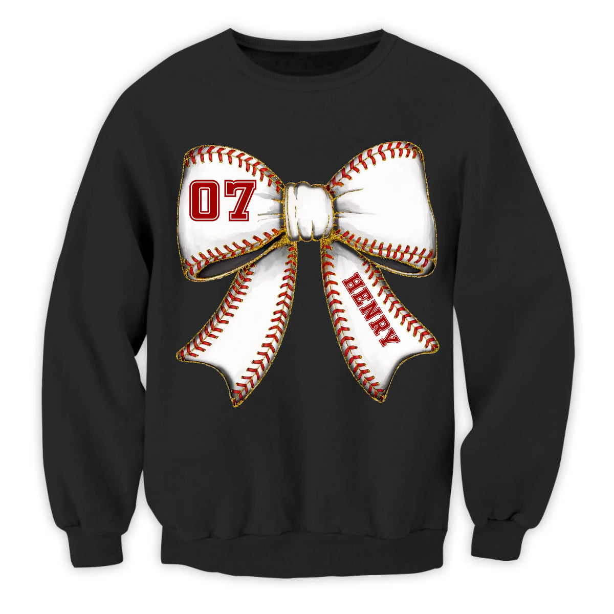 Custom Baseball Bow - Personalized T-Shirt, Baseball Mom Shirt With Kids Name & Jersey Number