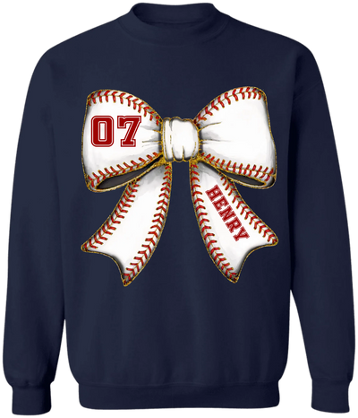 Custom Baseball Bow - Personalized T-Shirt, Baseball Mom Shirt With Kids Name & Jersey Number