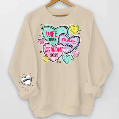 Wife Mom Grandma - Personalized Sleeve Print Sweatshirt, Gift for Mom/Grandma