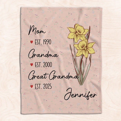 Mom Grandma Great Grandma - Personalized blanket, Gift for Grandma/Mom, Mother's Day Gift