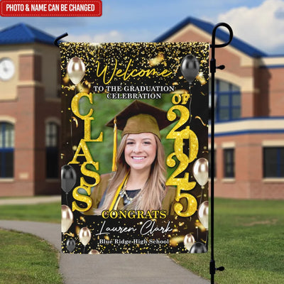 Welcome To The Graduation Celebration - Personalized Garden Flag, Graduation Party Decor