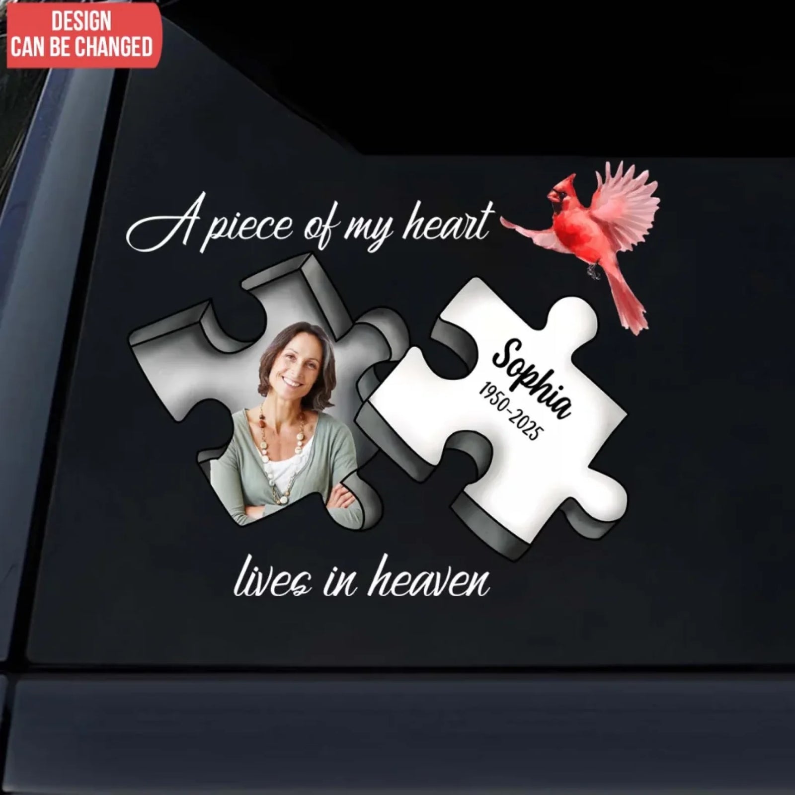 A Piece My Heart Lives In Heaven - Personalized Decal, Memorial Gift For Loss Of Loved One