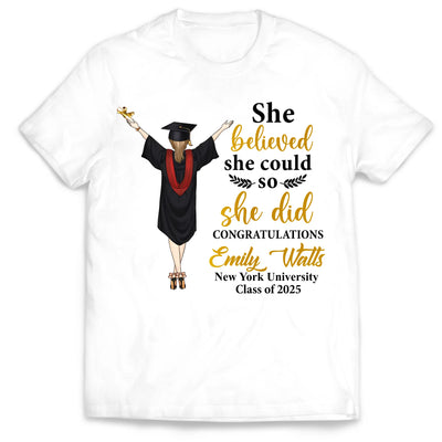 She Did It Graduation - Personalized T-Shirt, Graduation Gift For Family Members, Siblings, Brothers, Sisters
