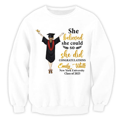 She Did It Graduation - Personalized T-Shirt, Graduation Gift For Family Members, Siblings, Brothers, Sisters