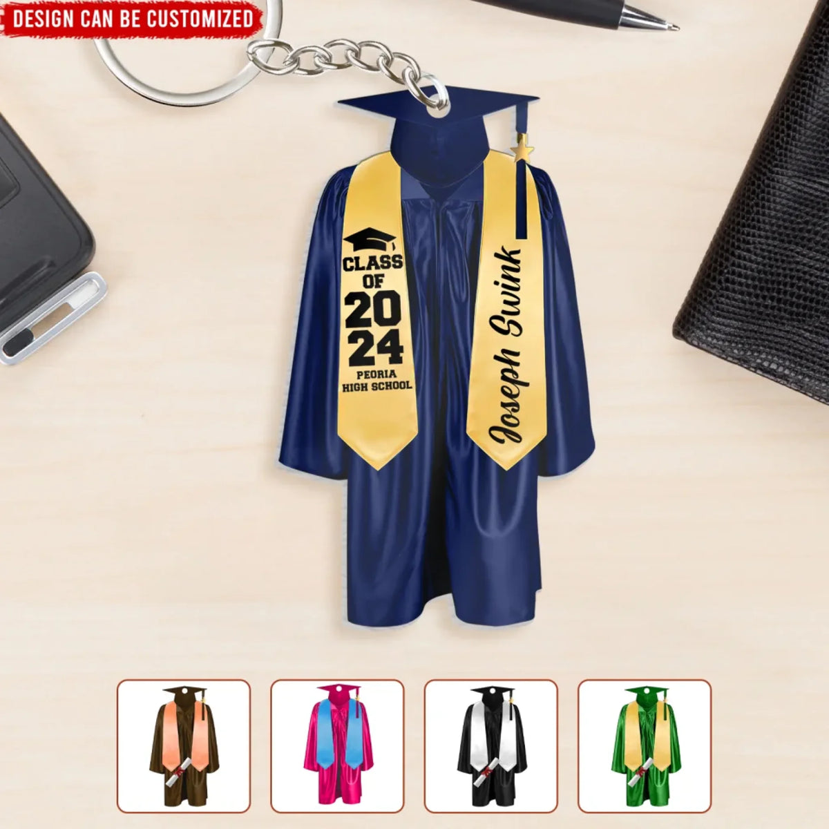 Graduation Gown Cap - Personalized Acrylic Keychain Custom Shape, Gift For Graduate