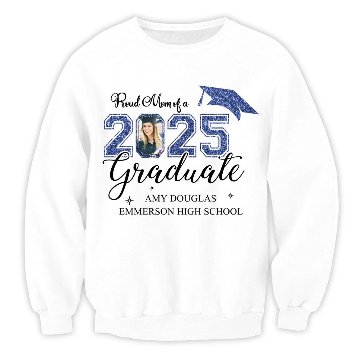 Proud Mom Of A 2025 Graduate - Personalized T-shirt, Graduation Family Shirt, 2025 Senior Party Uniform