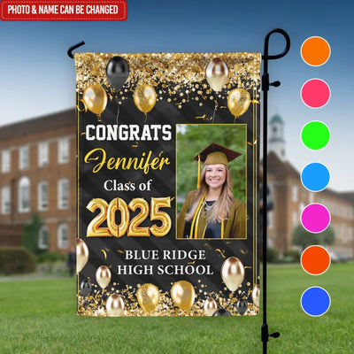 Congrats Graduation - Personalized Garden Flag, Graduation Party Decoration, 2025 Grad Gift