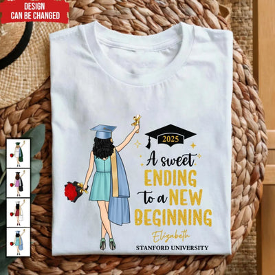 A Sweet Ending To A New Beginning - Personalized T-Shirt, Graduation Shirt, Grad Gift