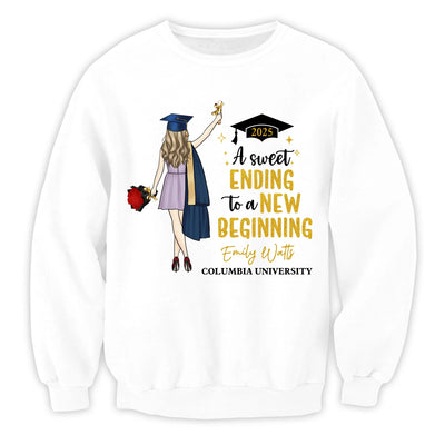 A Sweet Ending To A New Beginning - Personalized T-Shirt, Graduation Shirt, Grad Gift