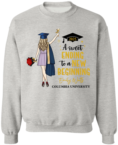 A Sweet Ending To A New Beginning - Personalized T-Shirt, Graduation Shirt, Grad Gift