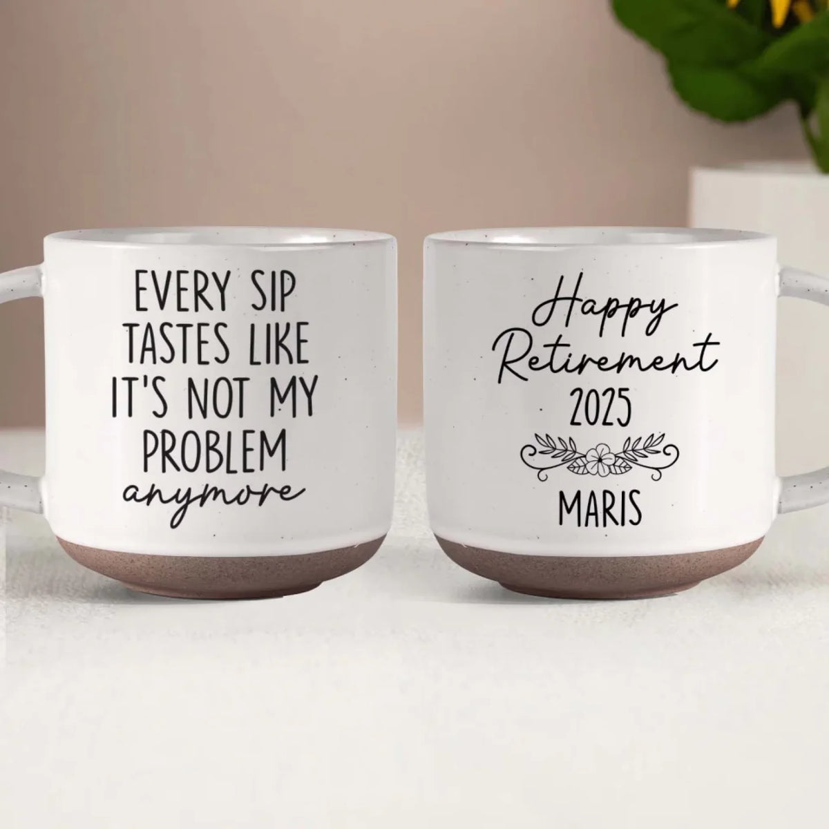 It's Not My Problem Anymore - Personalized Pottery Mug, Happy Retirement Coffee Cup, Officially Retired