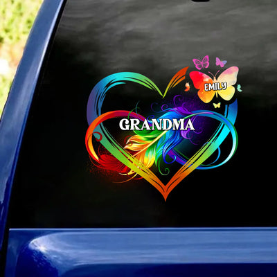 Grandma Mom Heart Infinity Butterfly - Personalized Decal, Happy Mother's Day, Mom Gift, Car Decor