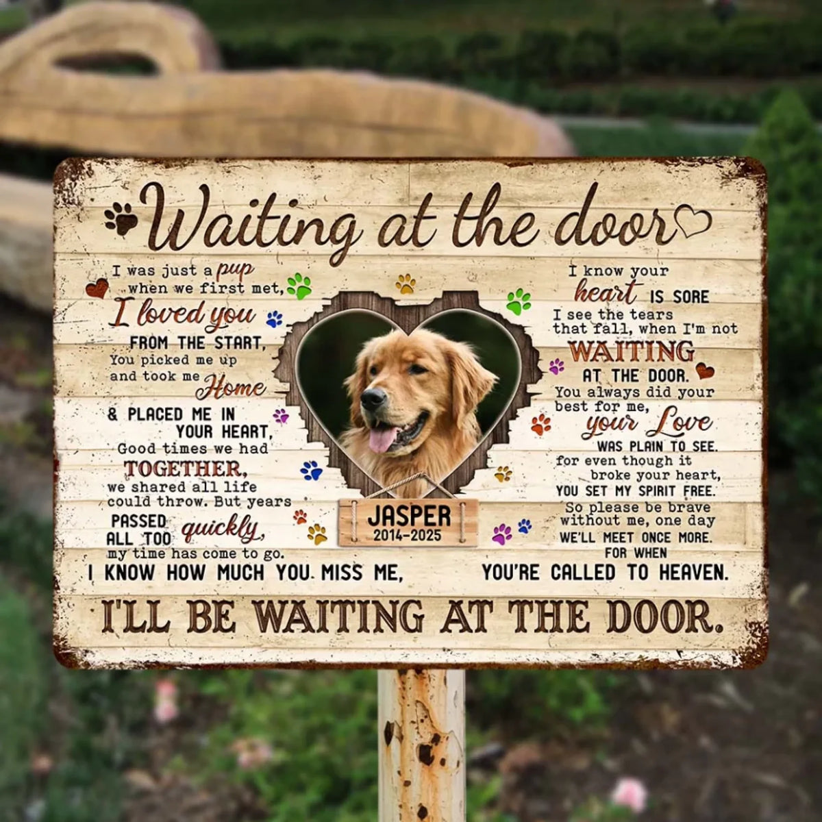 Waiting At The Door - Personalized Metal Sign, Pet Memorial Gift, Pet Loss Sympathy Gift, dog lover metal sign, custom dog metal sign, dog metal signs,metal sign, personalized metal sign,dog lover gift, dog lover, dog,gifts for dog lovers,dog,metal sign , personalized metal sign,metal wall decor, personalized sign, custom metal sign, metal wall art, metal signs, custom sign, outdoor